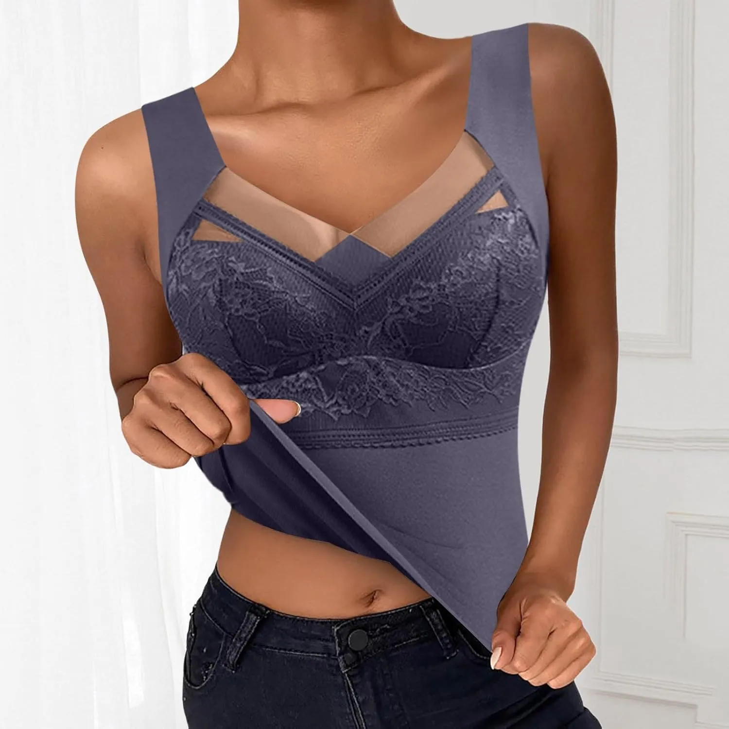 Women's Shapewear Tank Tops Padded Bra Shapewear V-Neck Cami Shaper Tummy Control Shapewear Camisole