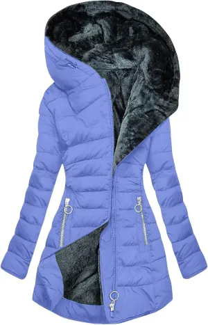 Women's Thicken Sherpa Winter Coats Fleece Lined Puffy Warm Snow Jacket Zipper Pockets Parkas With Adjustable Hood