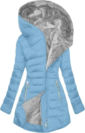 Women's Thicken Sherpa Winter Coats Fleece Lined Puffy Warm Snow Jacket Zipper Pockets Parkas With Adjustable Hood