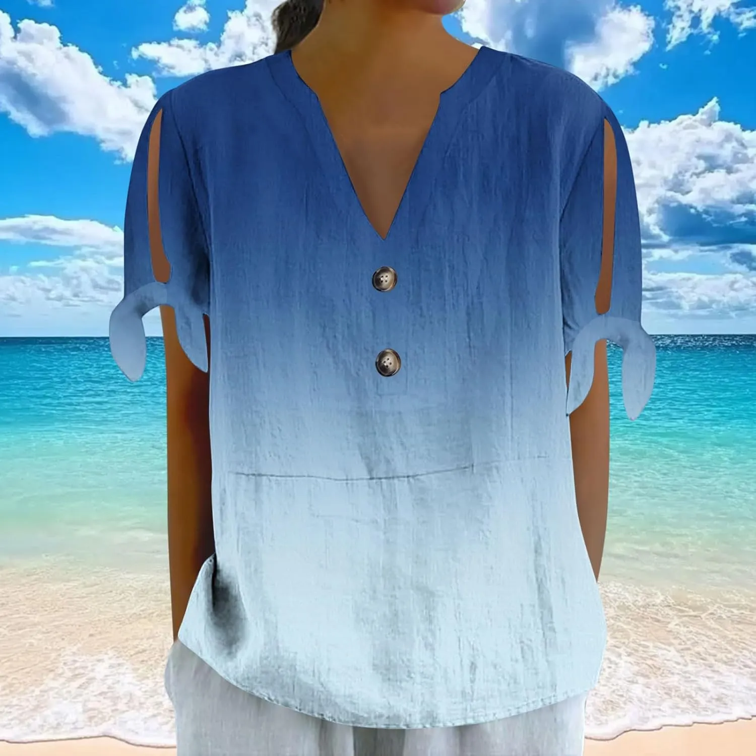 Women's Tie Dye Shirt Fashion Belted Short Sleeve Tops Summer Loose Button Blouses Beach Vacation Clothes 2025