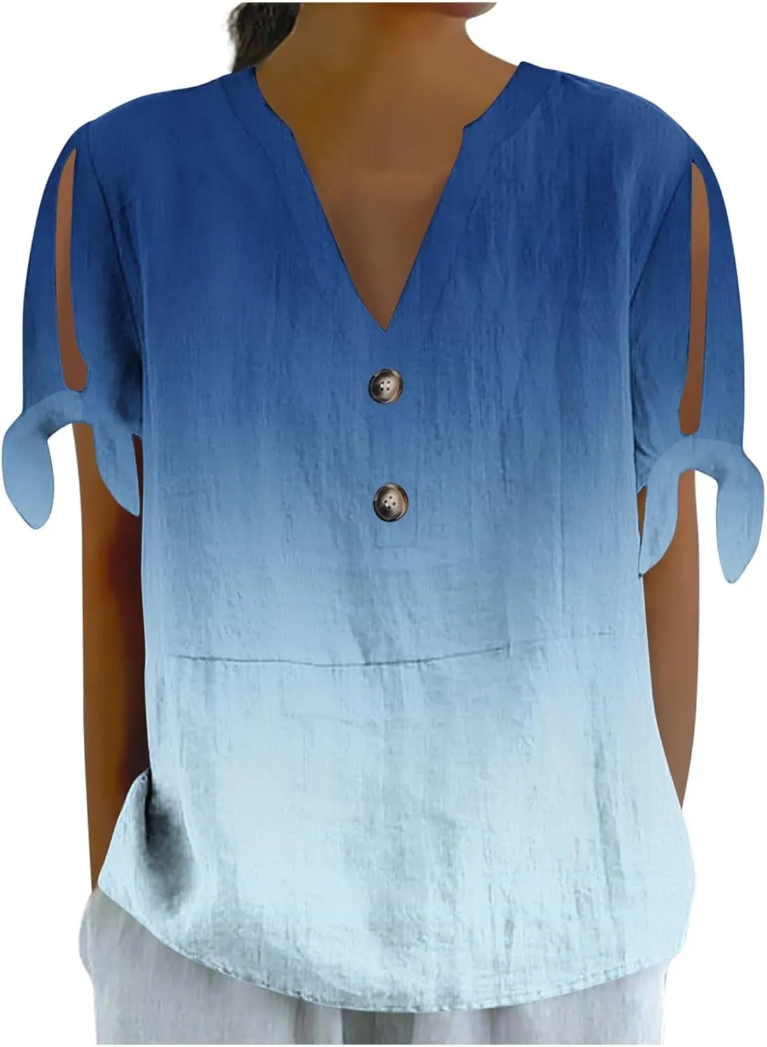 Women's Tie Dye Shirt Fashion Belted Short Sleeve Tops Summer Loose Button Blouses Beach Vacation Clothes 2025