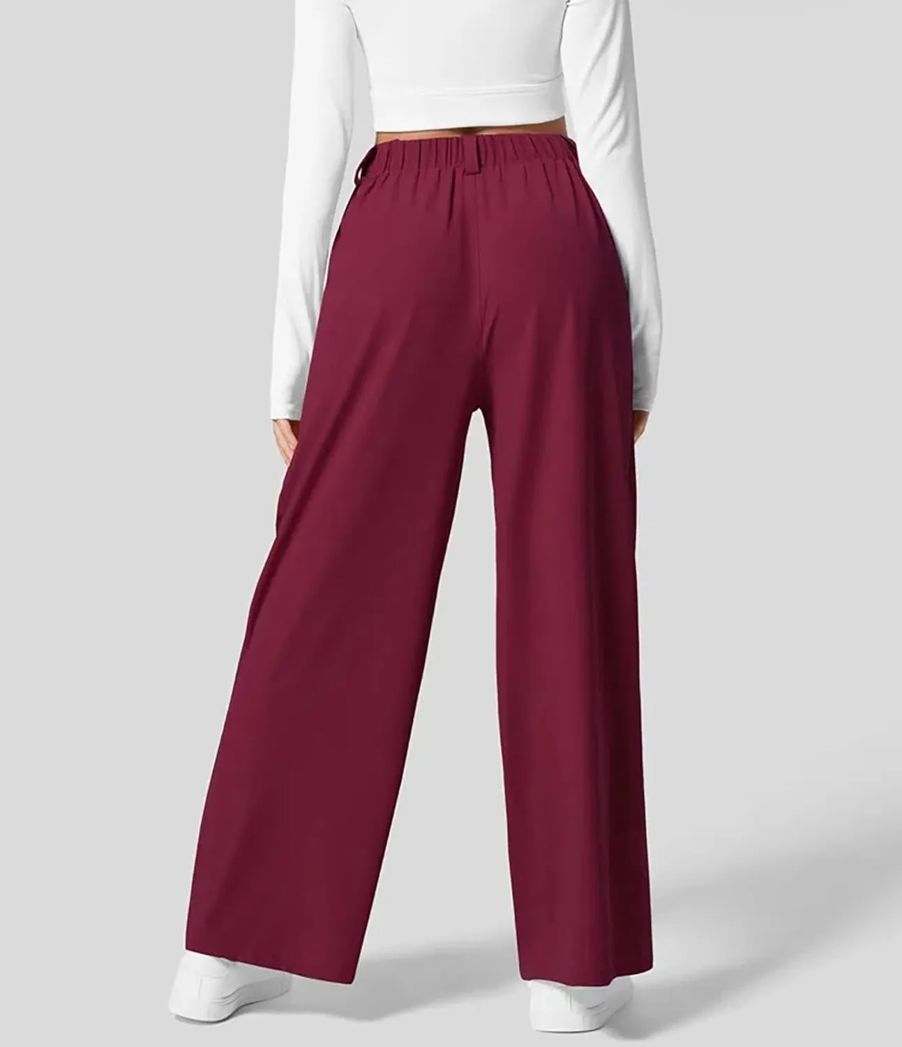 Women's Wide Leg Pants High Elastic Waisted Business Work Trousers Long Straight Suit Pants