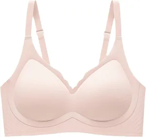 Womens Wireless Bras Scalloped Push Up Bralettes No Underwire Supportive Tshirt Bra Seamless Comfortable Everyday Bras