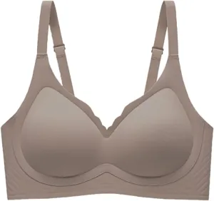 Womens Wireless Bras Scalloped Push Up Bralettes No Underwire Supportive Tshirt Bra Seamless Comfortable Everyday Bras
