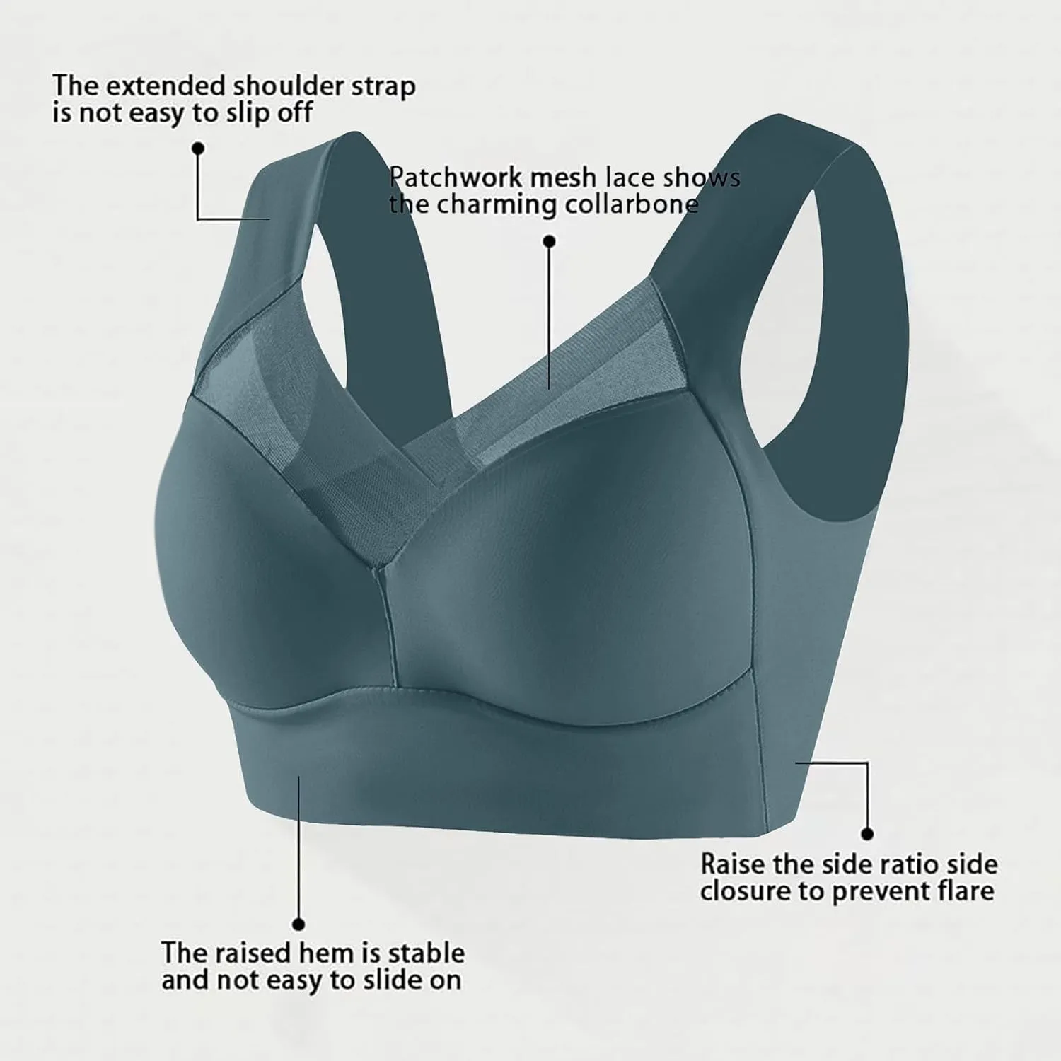 Womens Wireless Bras V Mesh Comfortable Bralette Supportive Tshirt Bra No Underwire Seamless Push Up Everyday Bras