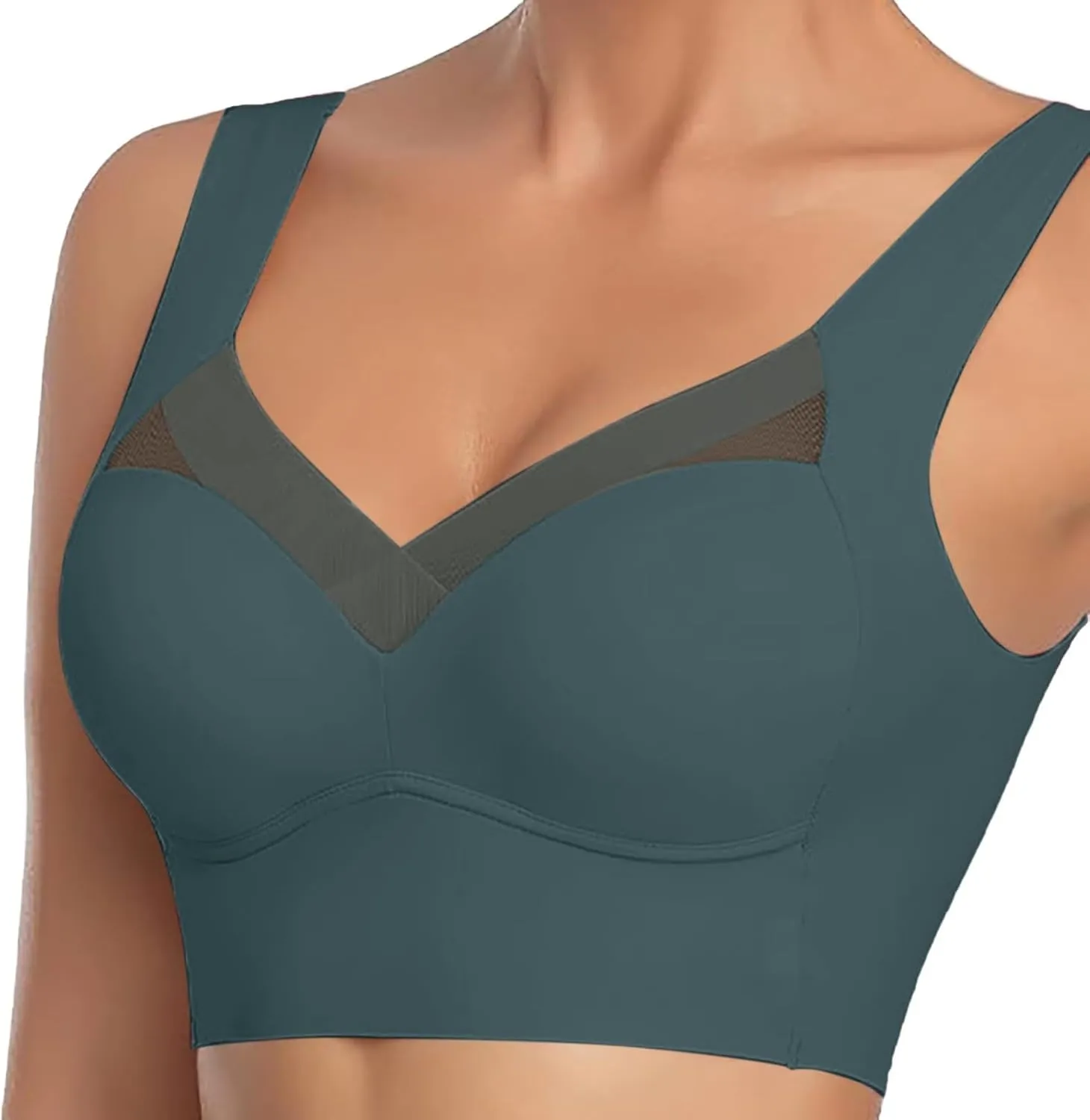 Womens Wireless Bras V Mesh Comfortable Bralette Supportive Tshirt Bra No Underwire Seamless Push Up Everyday Bras