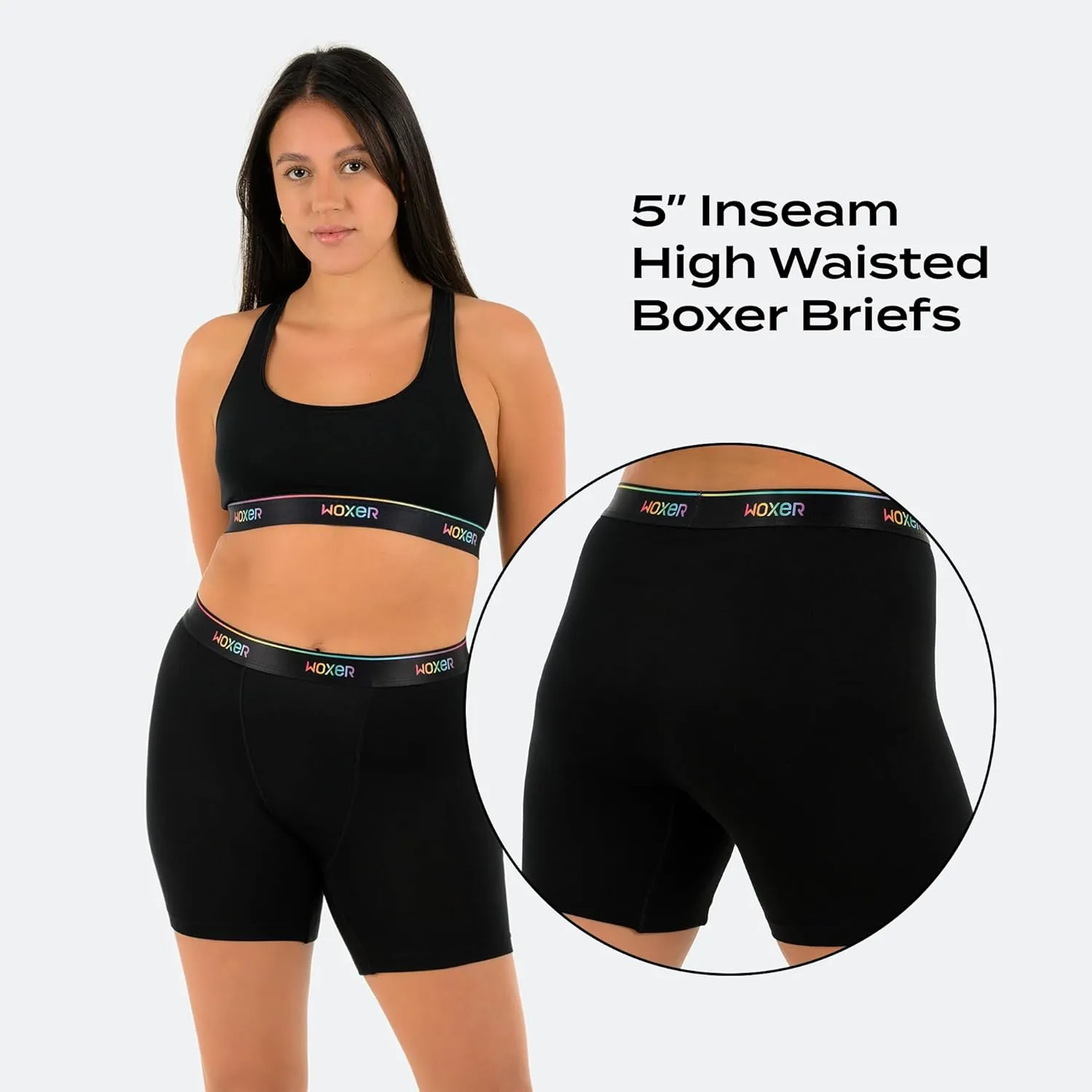 Woxer Womens Baller 5" High Waisted Boy Shorts Underwear - Boxers, Briefs