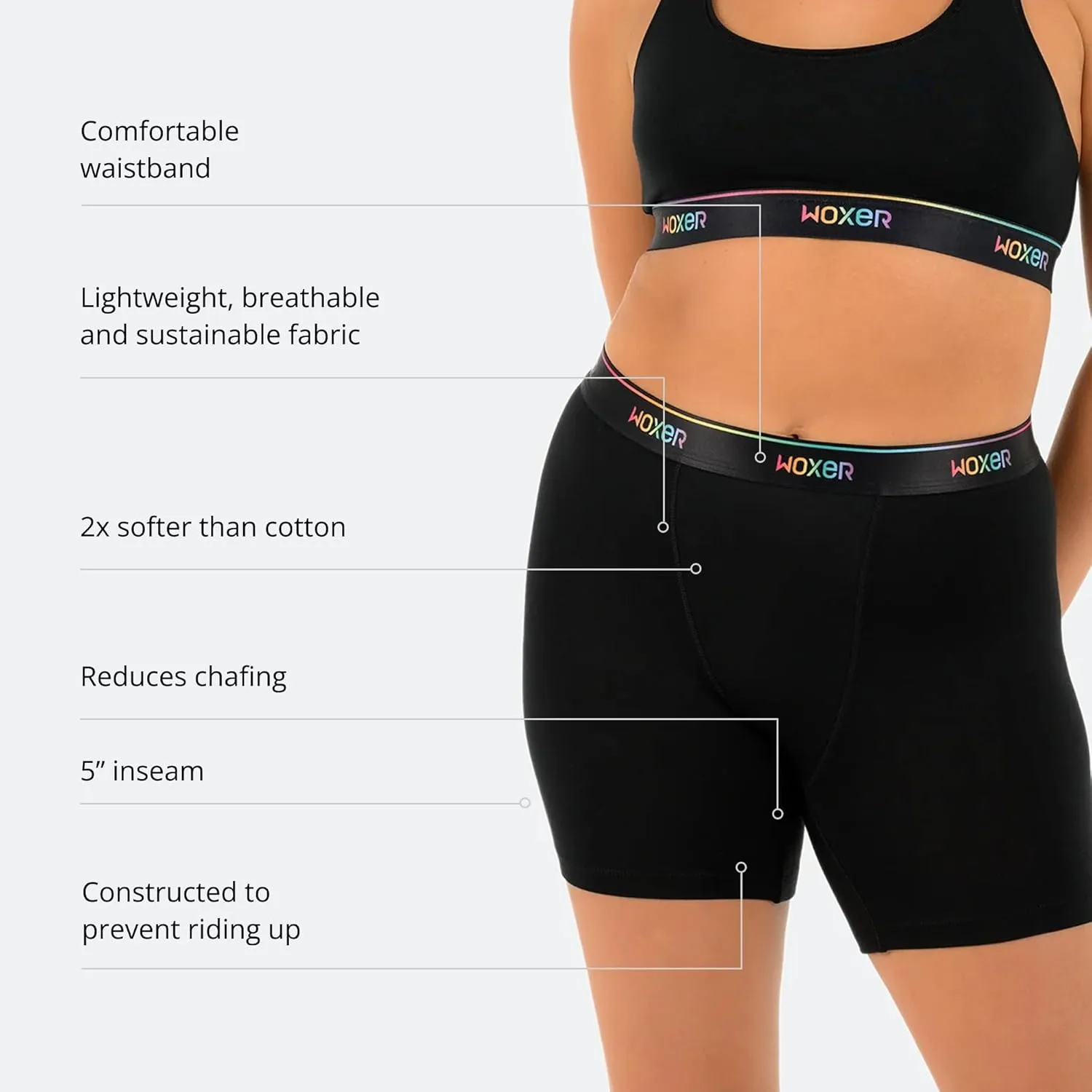 Woxer Womens Baller 5" High Waisted Boy Shorts Underwear - Boxers, Briefs