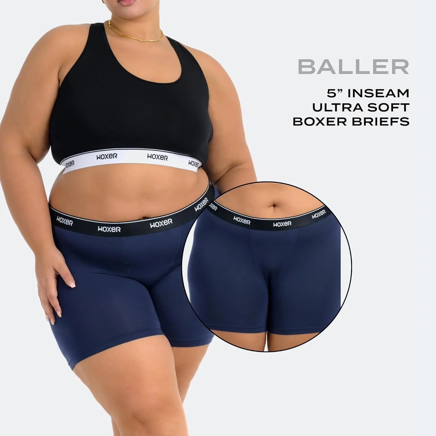 Woxer Womens Baller 5" High Waisted Boy Shorts Underwear - Boxers, Briefs