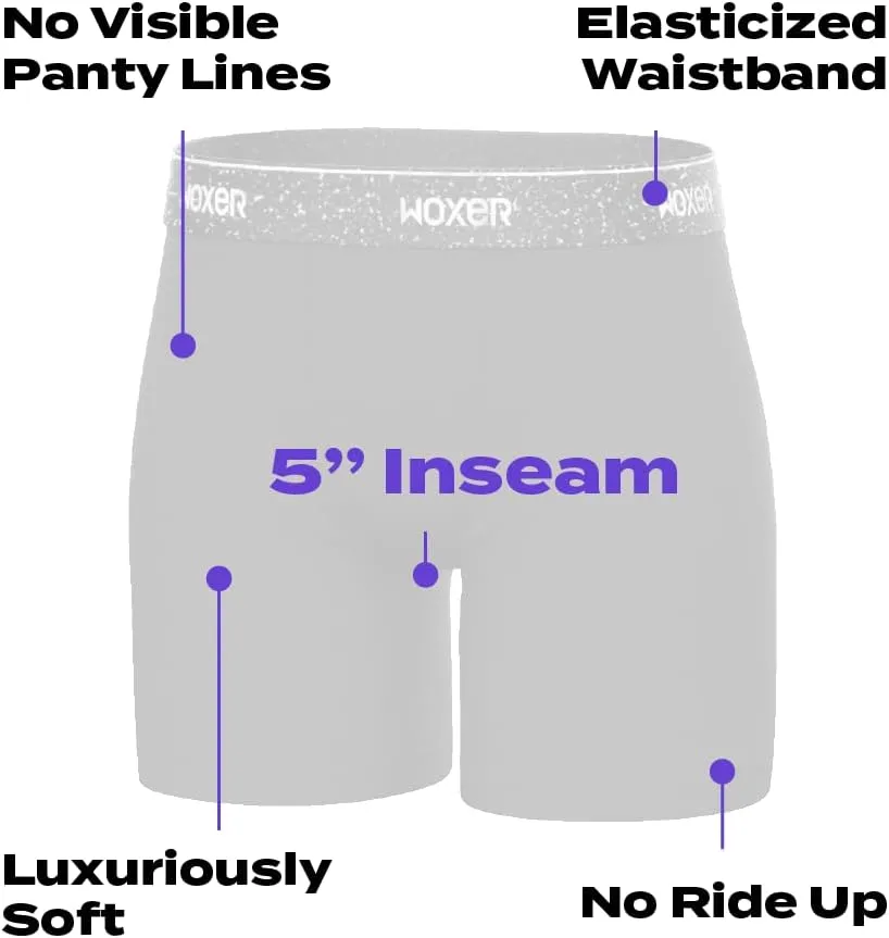 Woxer Womens Baller 5" High Waisted Boy Shorts Underwear - Boxers, Briefs