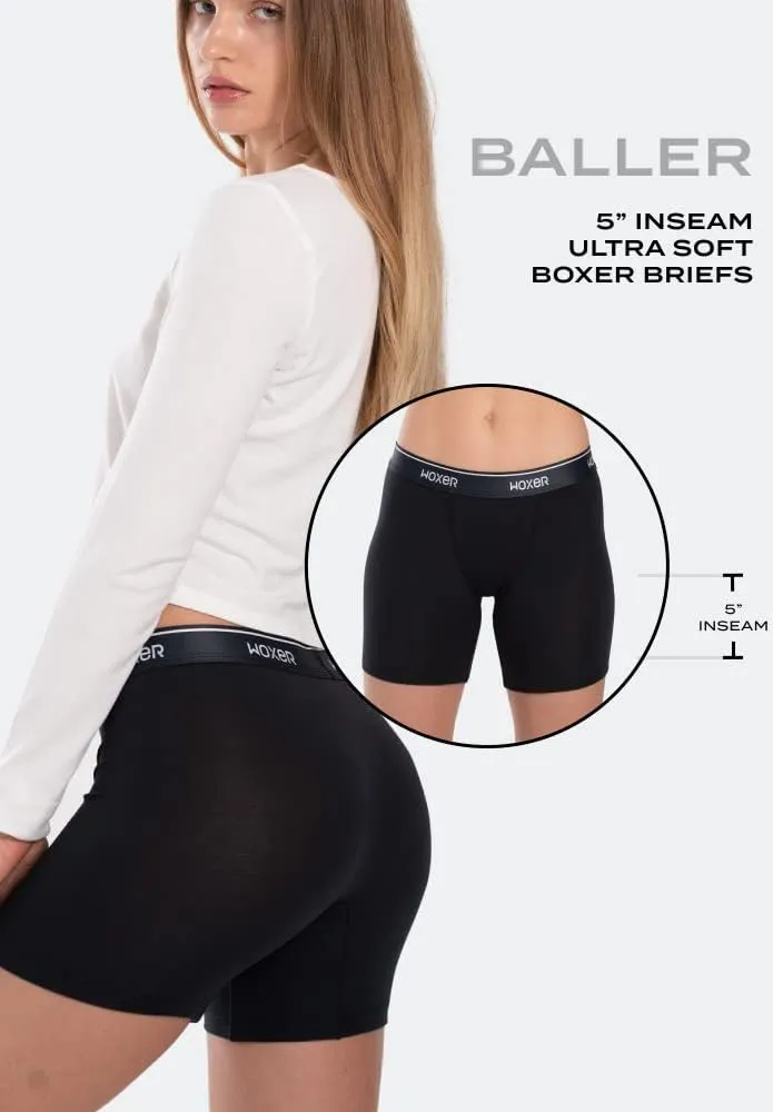 Woxer Womens Boxers - Baller 5" Boy Shorts Underwear for Women - Boxers for Women