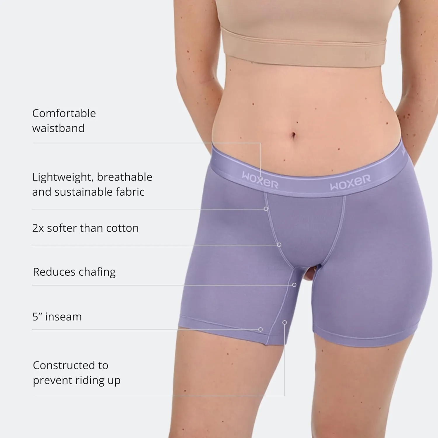 Woxer Womens Boxers - Baller 5" Boy Shorts Underwear for Women - Boxers for Women