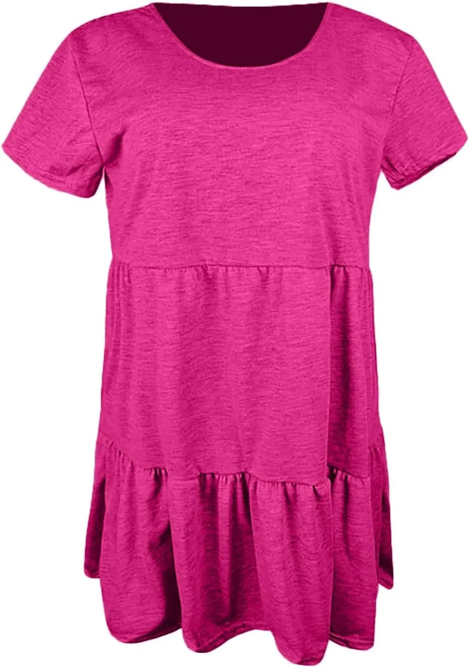 XOWRTE 2025 New Women's Round Neck Dress Casual and Comfortable Cotton Short Sleeves Beach Dress Short Sleeved