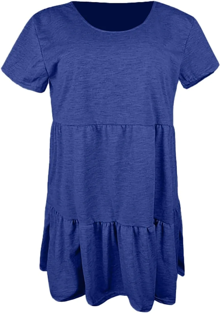 XOWRTE 2025 New Women's Round Neck Dress Casual and Comfortable Cotton Short Sleeves Beach Dress Short Sleeved