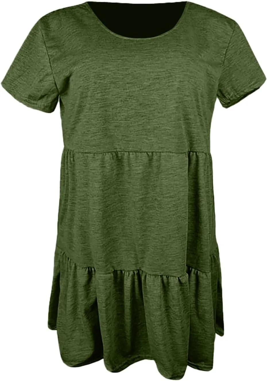 XOWRTE 2025 New Women's Round Neck Dress Casual and Comfortable Cotton Short Sleeves Beach Dress Short Sleeved