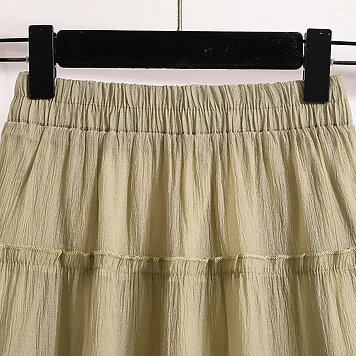 XOWRTE Womens Summer Boho Maxi Skirts Smocked High Wasited Flowy Tiered Ruffle A Line Long Beach Skirt Skirt