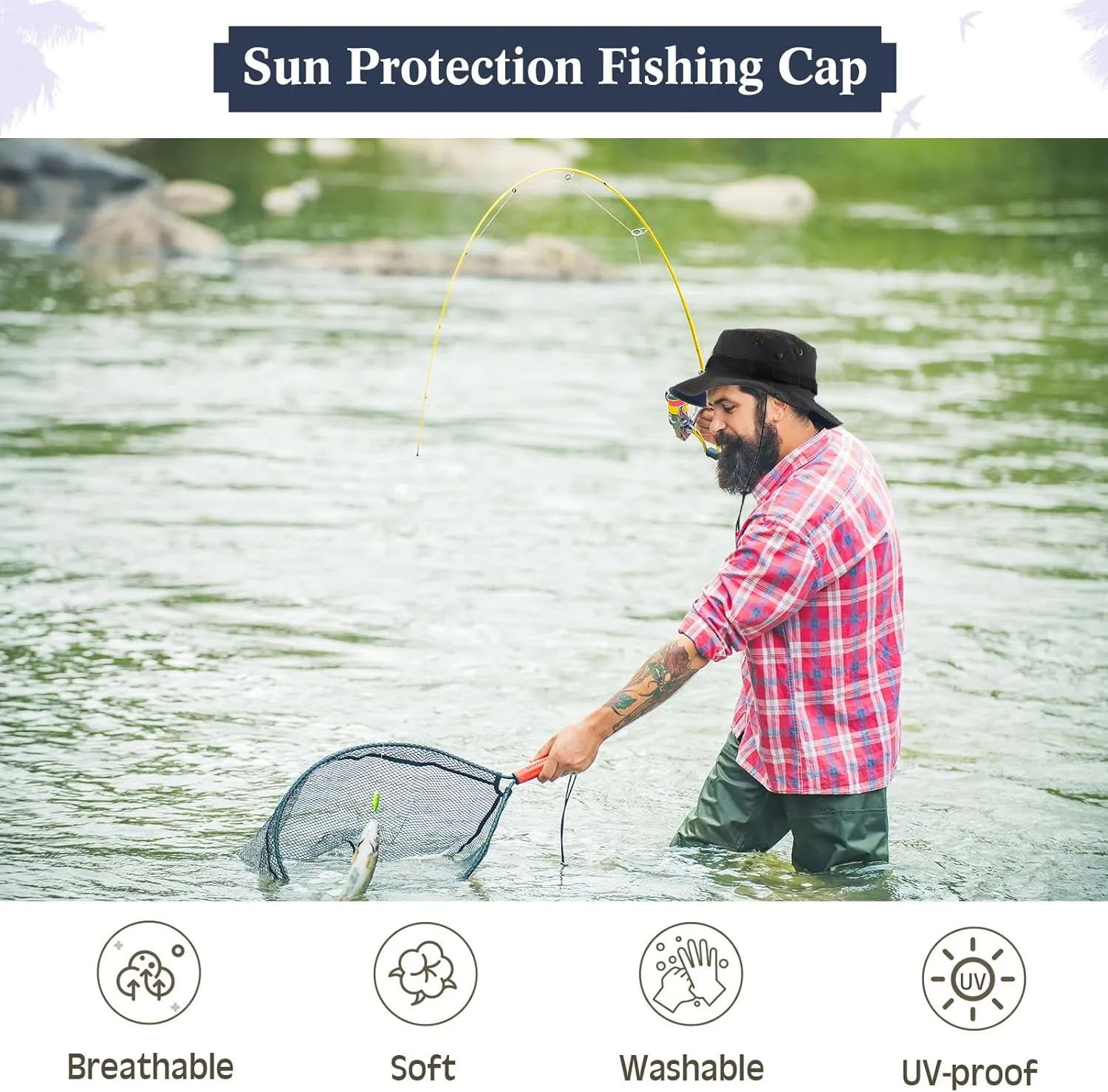 Xtinmee 10 Pieces Bucket Hat Bulk Wide Brim Boonie Hiking Fishing Safari Hat with Chin Strap for Women Men Adult Summer