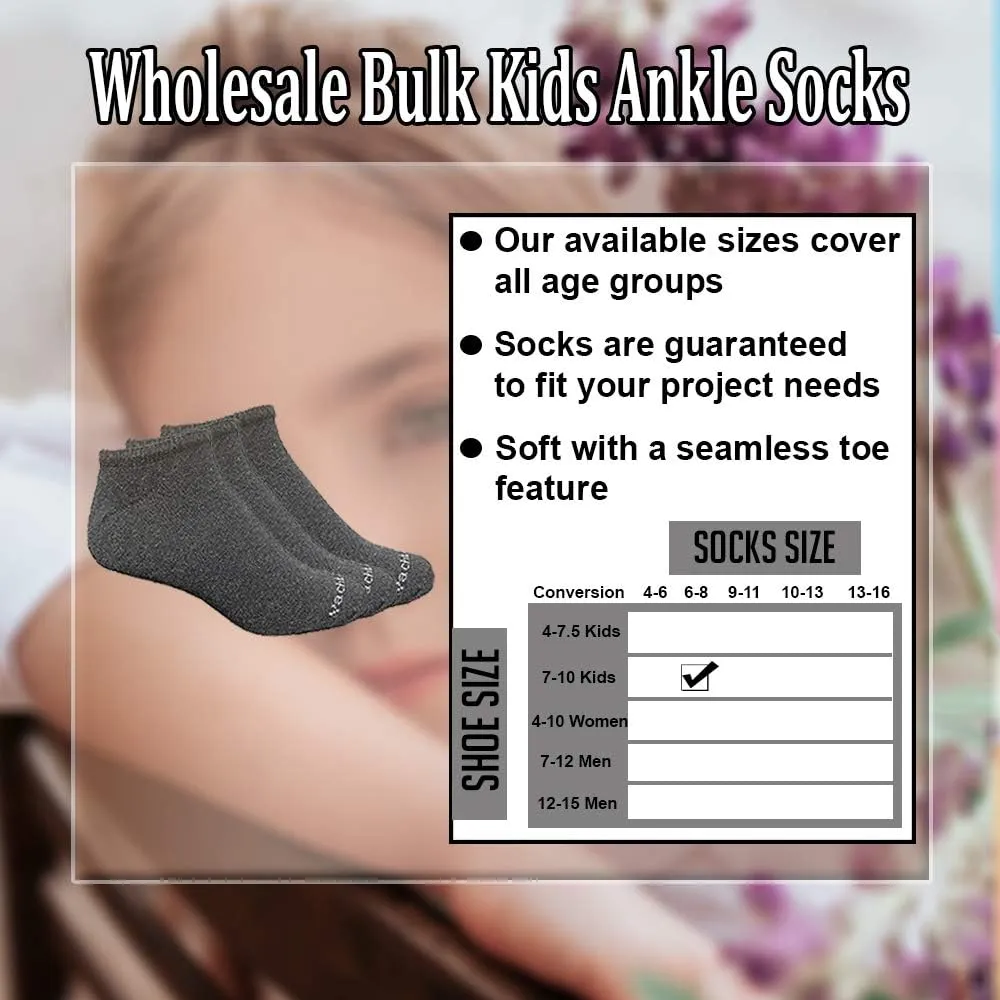 Yacht & Smith Wholesale Boys and Girls 97% Cotton Shoe Liner Training Socks Size 6-8, No Show Thin Low Cut Sport Ankle Socks