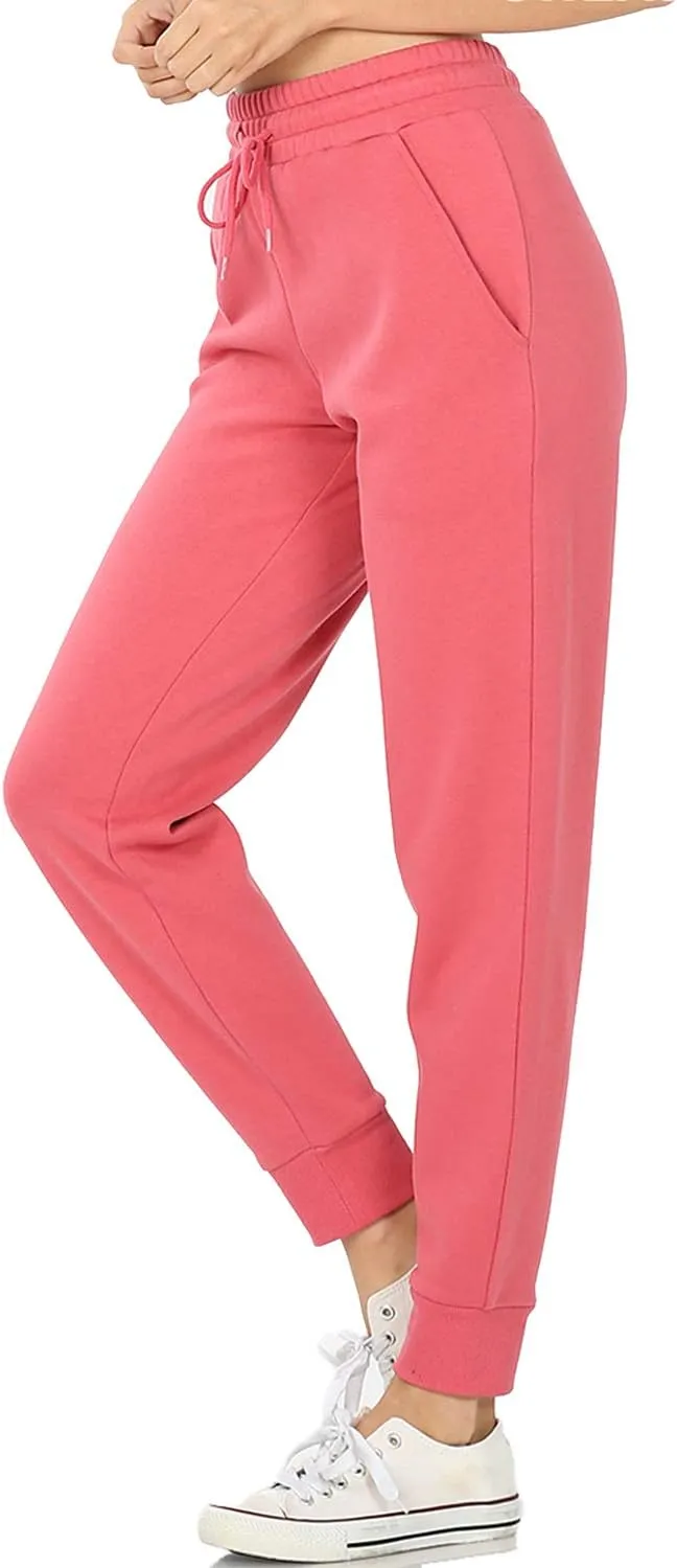 Zenana Women's Relax Fit Cropped Fleece Jogger Lounge Sweatpants Running Pants