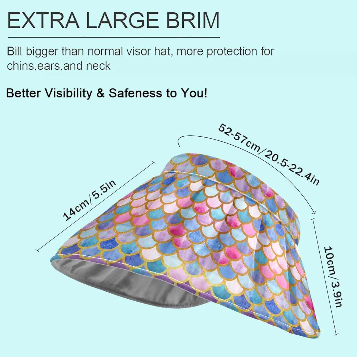 ZZXXB Tiger Floral Print Women Sun Visor Hat Wide Brim Hats Foldable Summer UV Protection Ponytail Visors for Beach