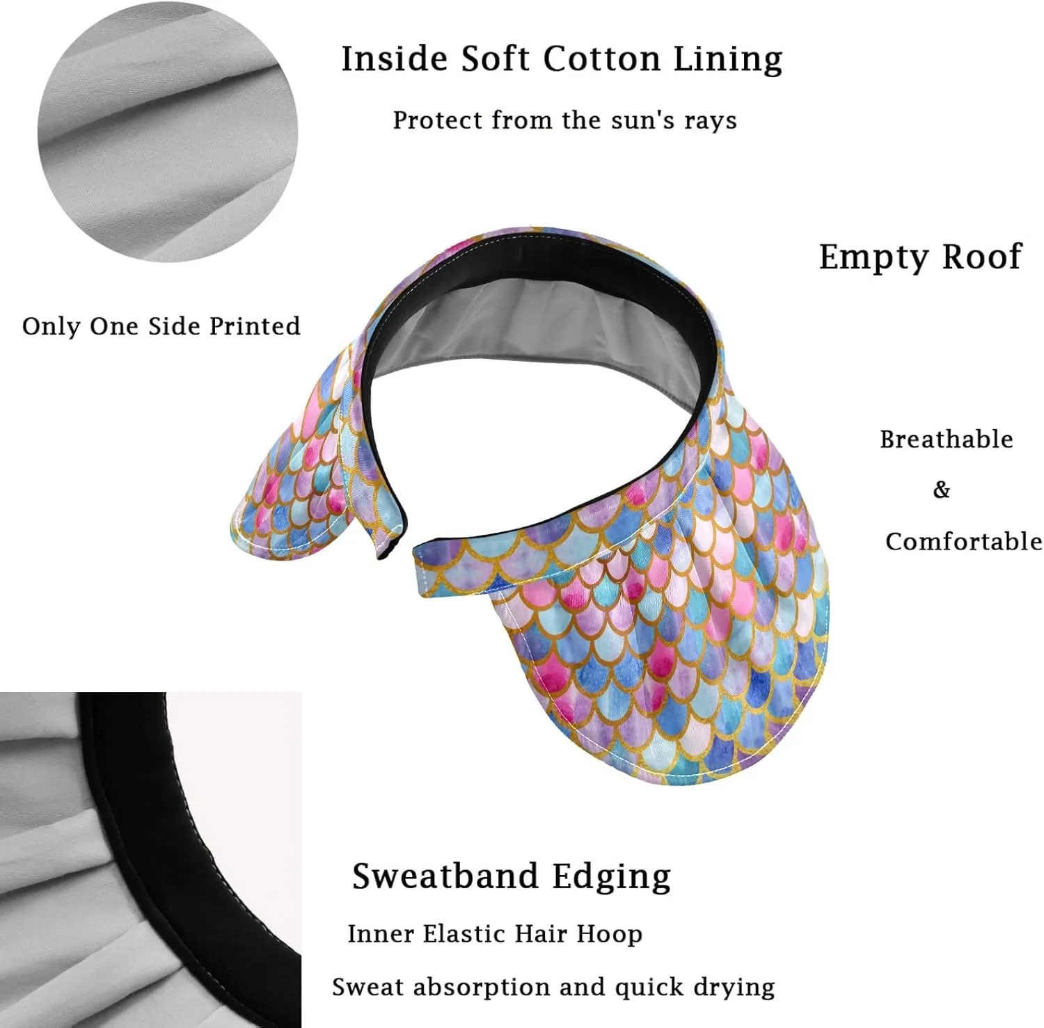 ZZXXB Tiger Floral Print Women Sun Visor Hat Wide Brim Hats Foldable Summer UV Protection Ponytail Visors for Beach
