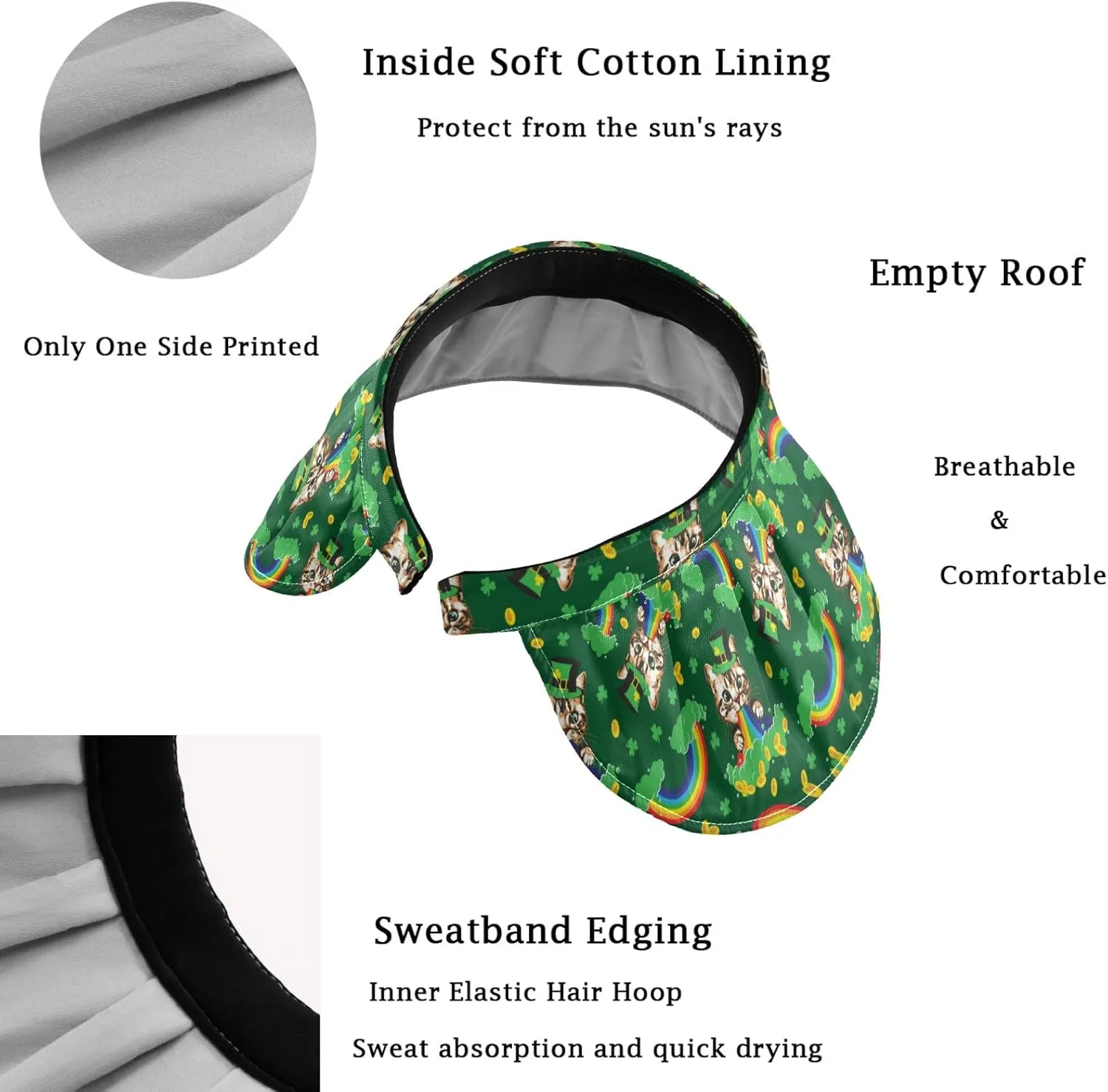 ZZXXB Tiger Floral Print Women Sun Visor Hat Wide Brim Hats Foldable Summer UV Protection Ponytail Visors for Beach