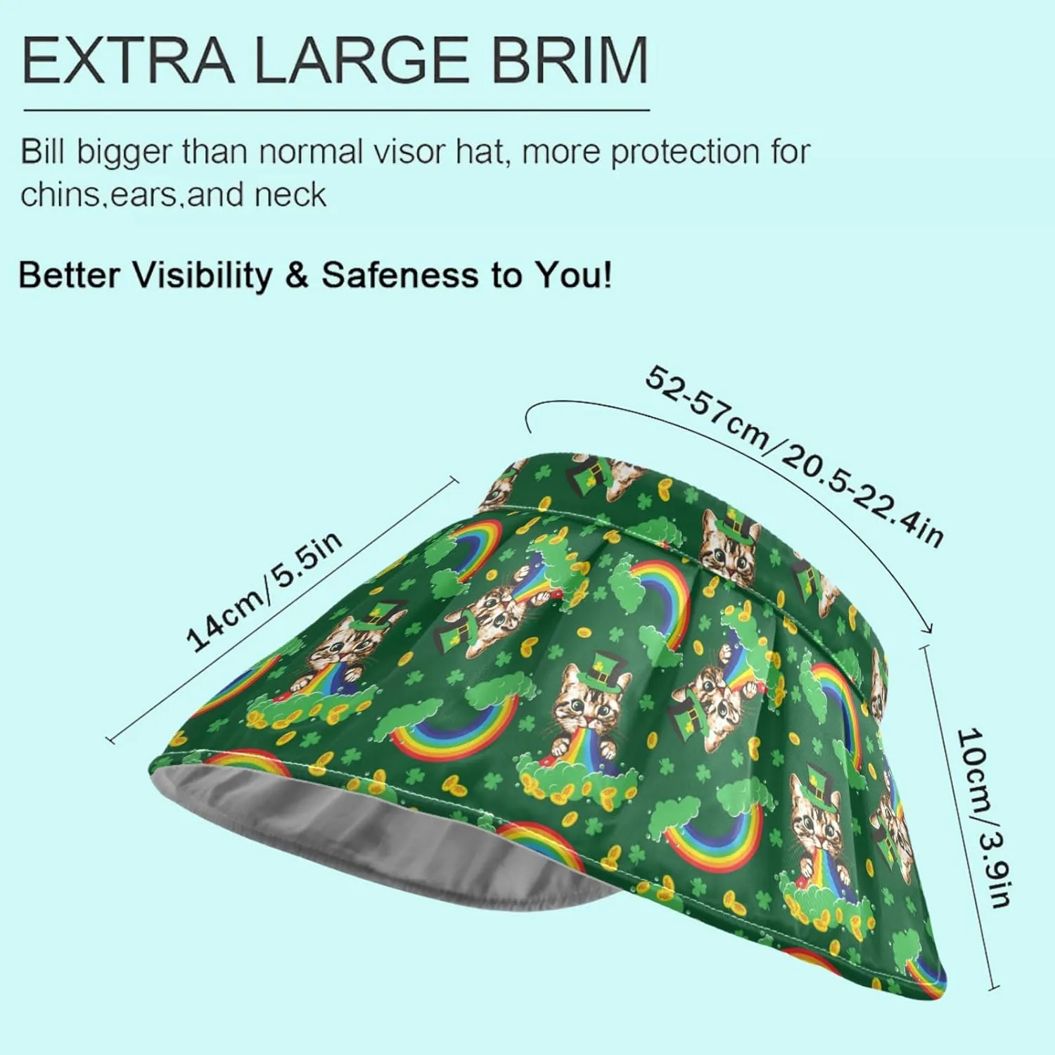 ZZXXB Tiger Floral Print Women Sun Visor Hat Wide Brim Hats Foldable Summer UV Protection Ponytail Visors for Beach